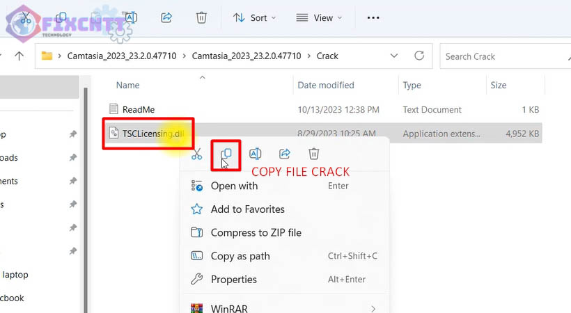 Copy file kích hoạt.
