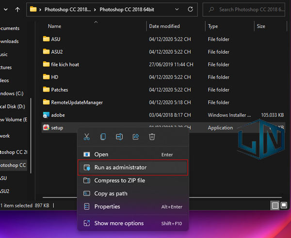 Chạy File cài đặt bằng quyền admin Chạy File cài đặt bằng quyền admin