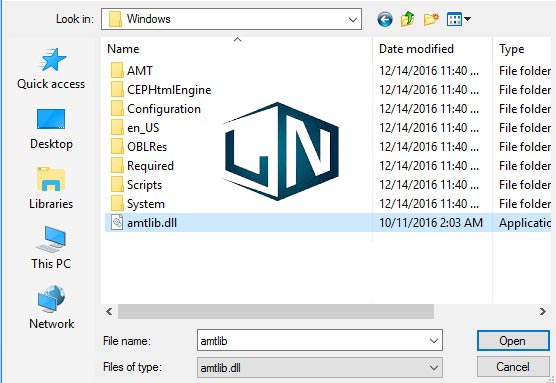 Chọn file amtlib.dll như hình dưới và chọn Open Chọn file amtlib.dll như hình dưới và chọn Open